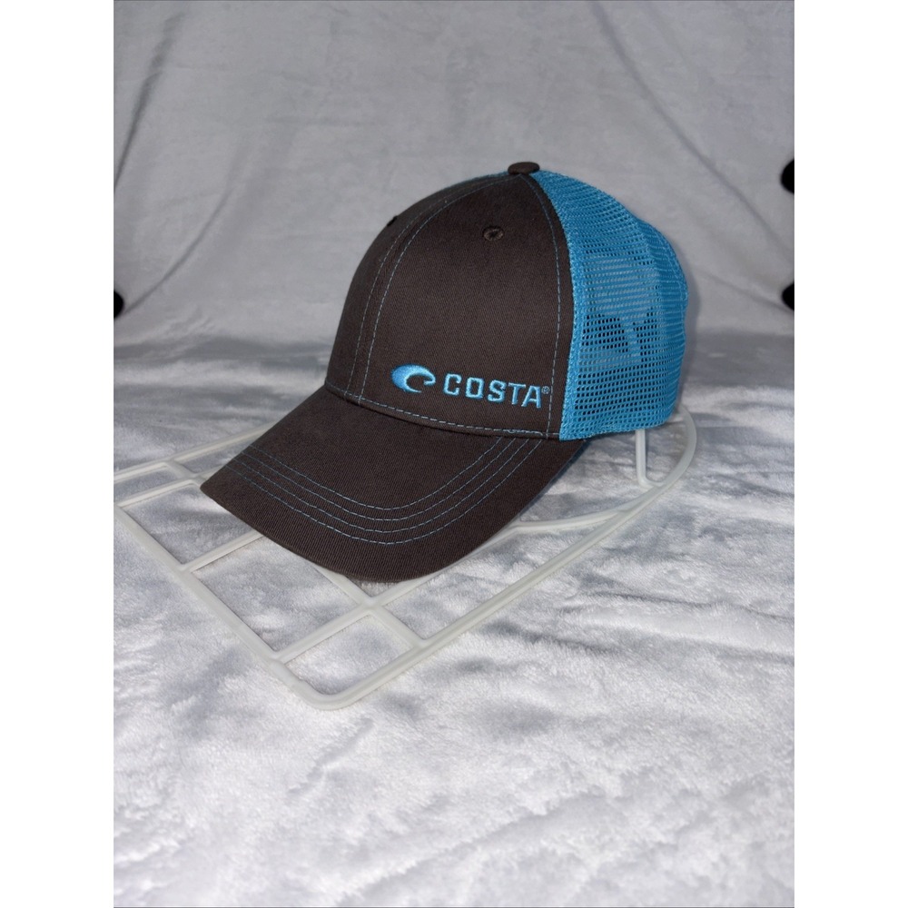 Costa Del Mar Trucker Hat-Grey Blue Mesh Snapback Fishing Cap- Adjustable
